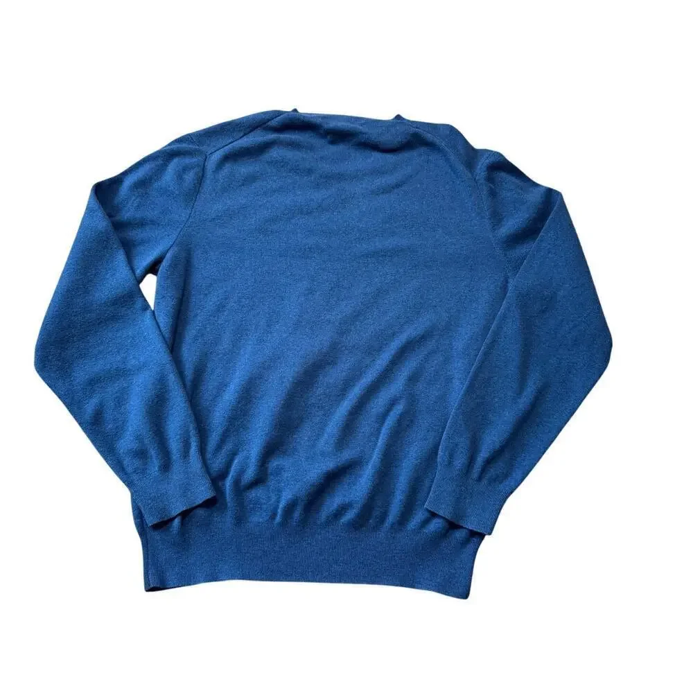 POLO RALPH LAUREN 100% PIMA Cotton sweater, Men's LG; V neck; Long sleeves; Blue